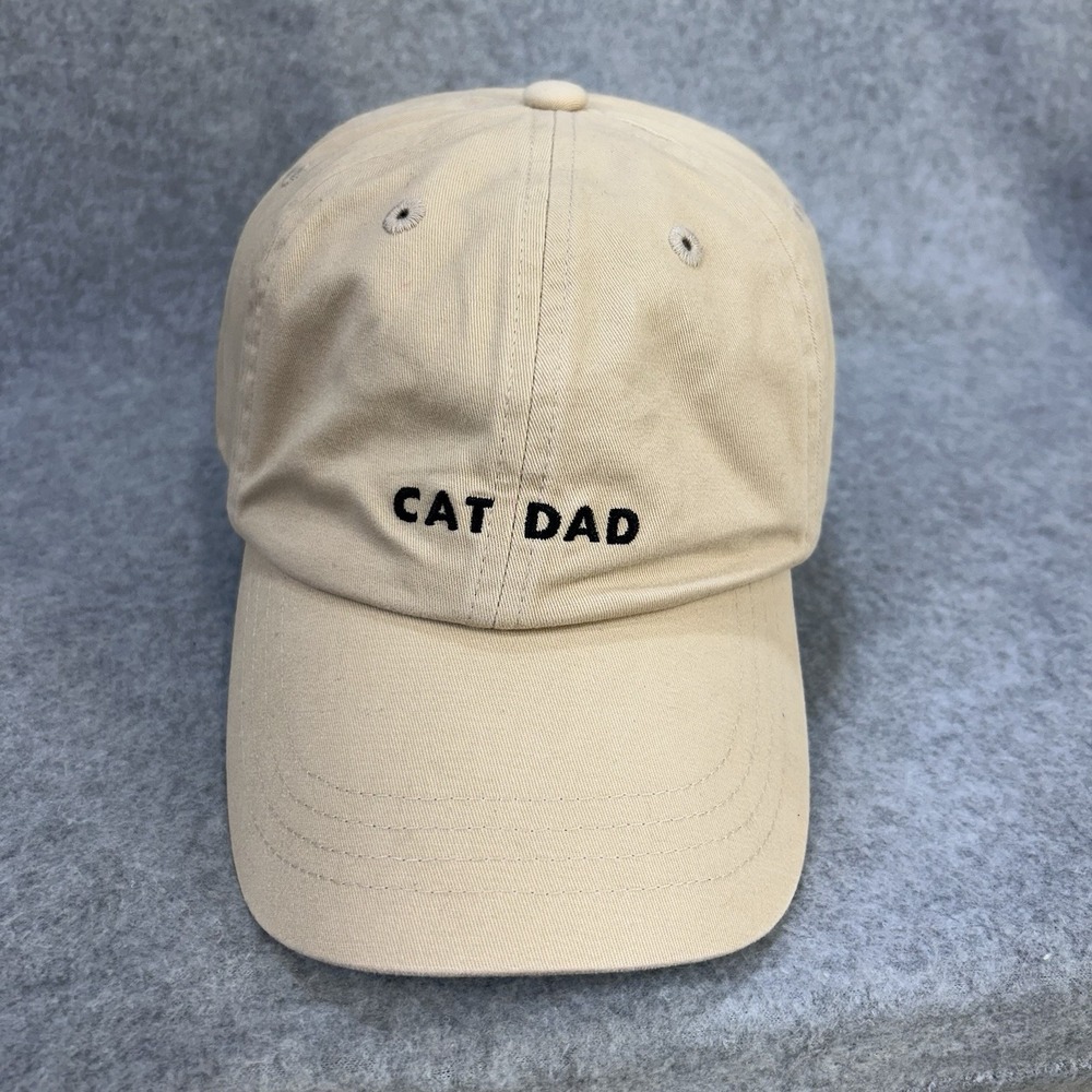 CAT DAD Dad Hat HATPHILE Adjustable Strapback Cap Khaki Beige Embroidered